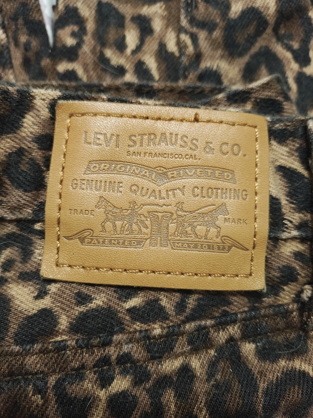 Levi's High-Rise Baggy Dad Leopard Print Jeans - Brown/Black - Picture 3 of 4
